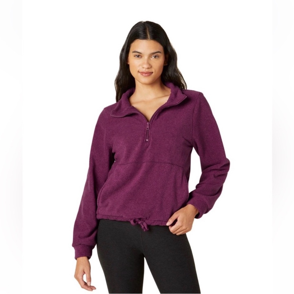 BEYOND YOGA Quarter-Zip Pullover XS 20” p2p Wine NWOT